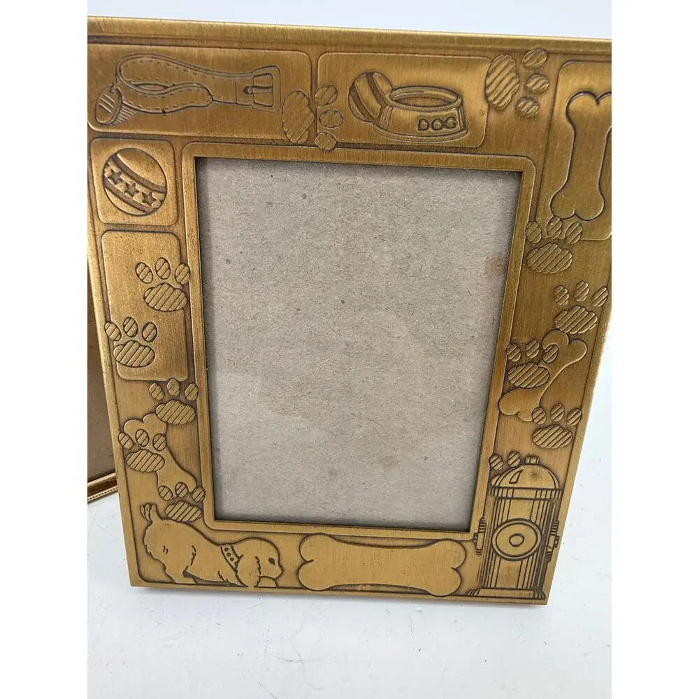 Gold Tone Picture Frame Lot 5x7 4x6 Dog Paw Bone Pet Frame Tabletop Decor